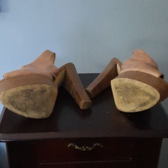 Steve Madden Tan Giaa Open Toe Platform Shoe Sling Back Sandals  Size 8 - Picture 8 of 11